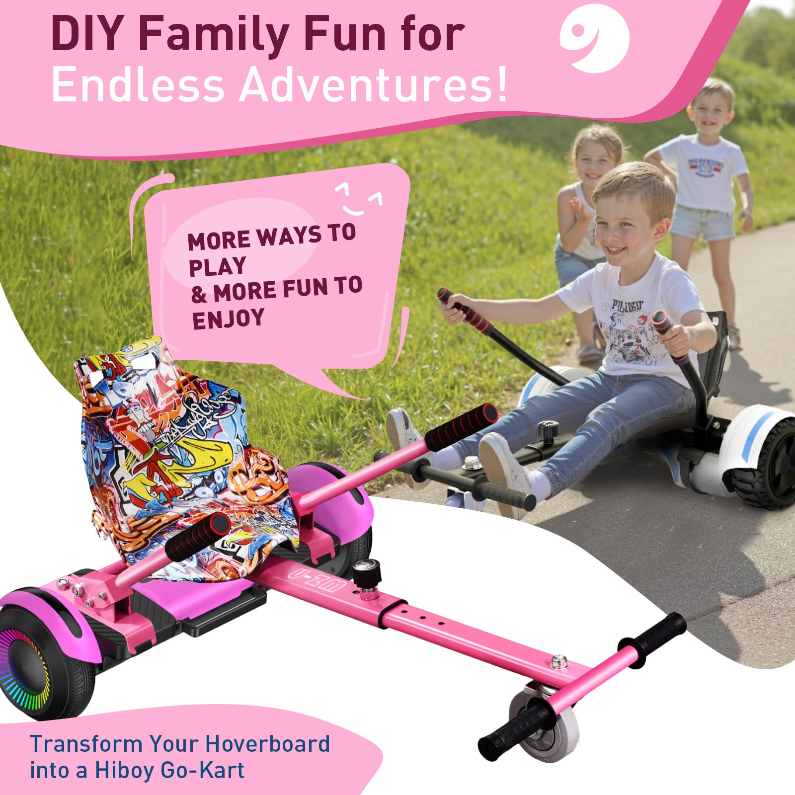 hiboy-hc-01-si-ge-kart-hoverboard-rose-graffiti-enfant-adulte image 7