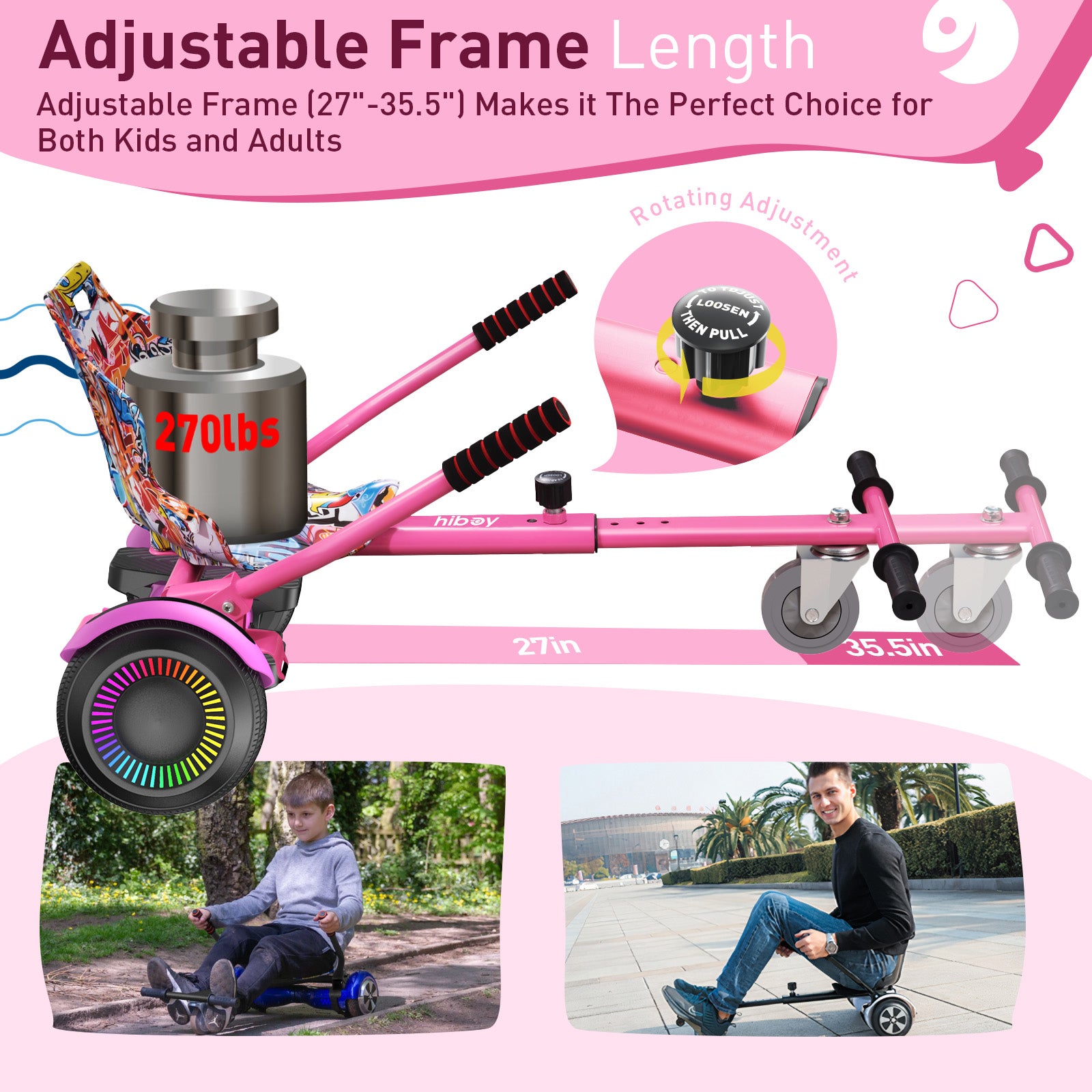 hiboy-hc-01-si-ge-kart-hoverboard-rose-graffiti-enfant-adulte image 3