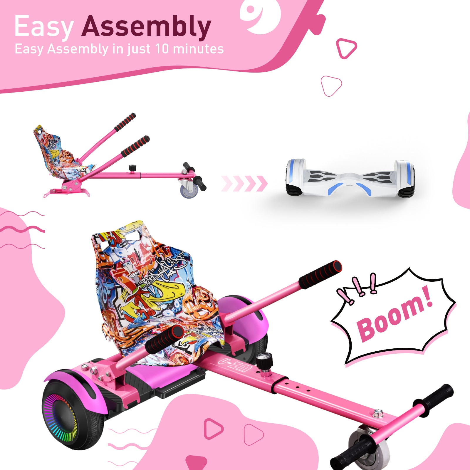 hiboy-hc-01-si-ge-kart-hoverboard-rose-graffiti-enfant-adulte image 6